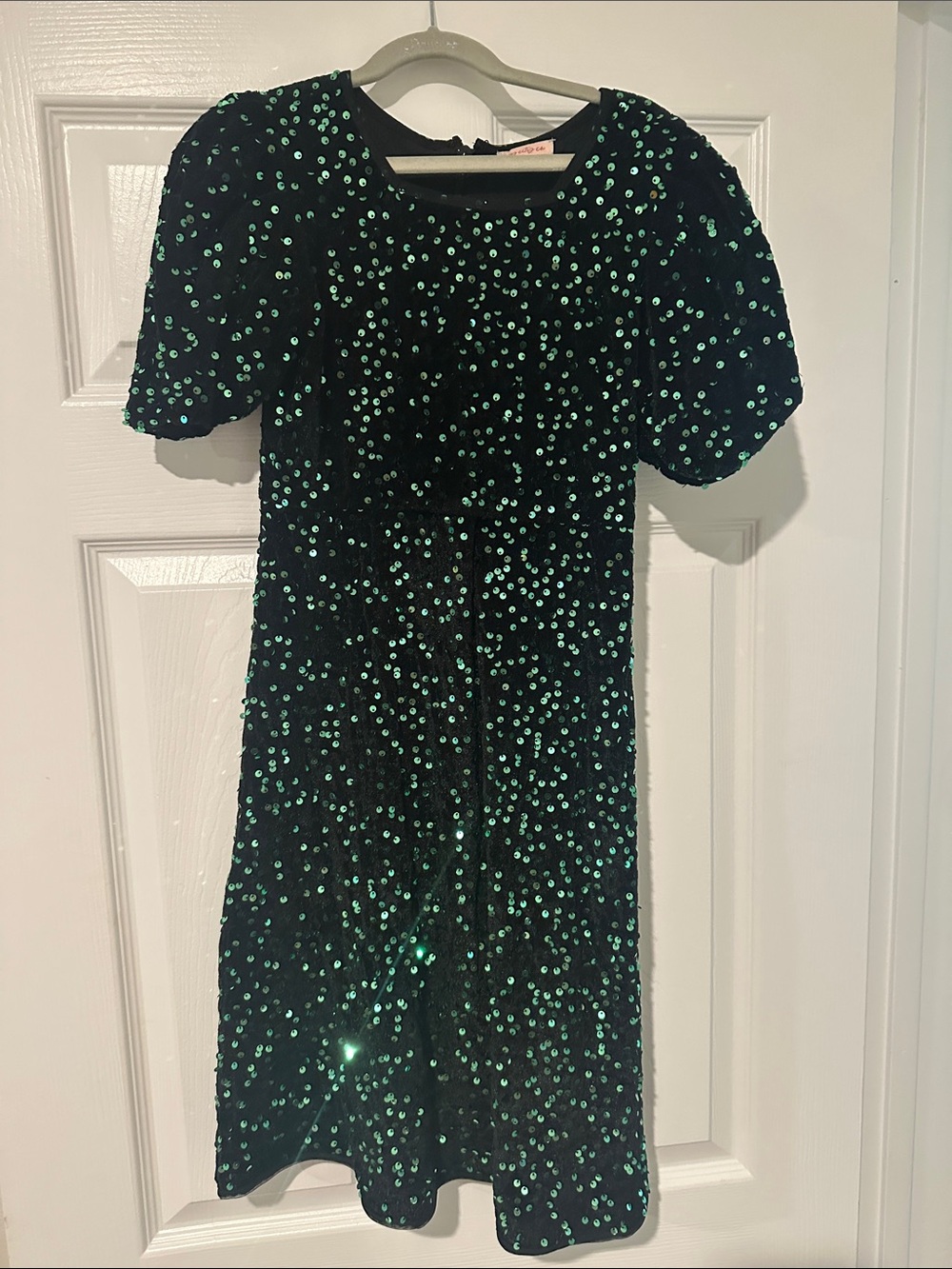 Ivy City Co Black Dress with Green Sequins